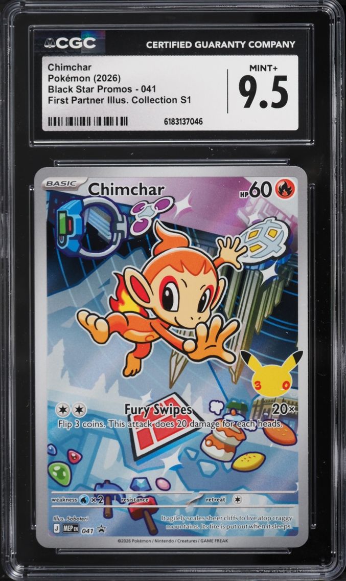 2026 Pokemon Mega Evolution Promo First Partner Illustration S1 Full Art Chimchar #41 CGC 9.5