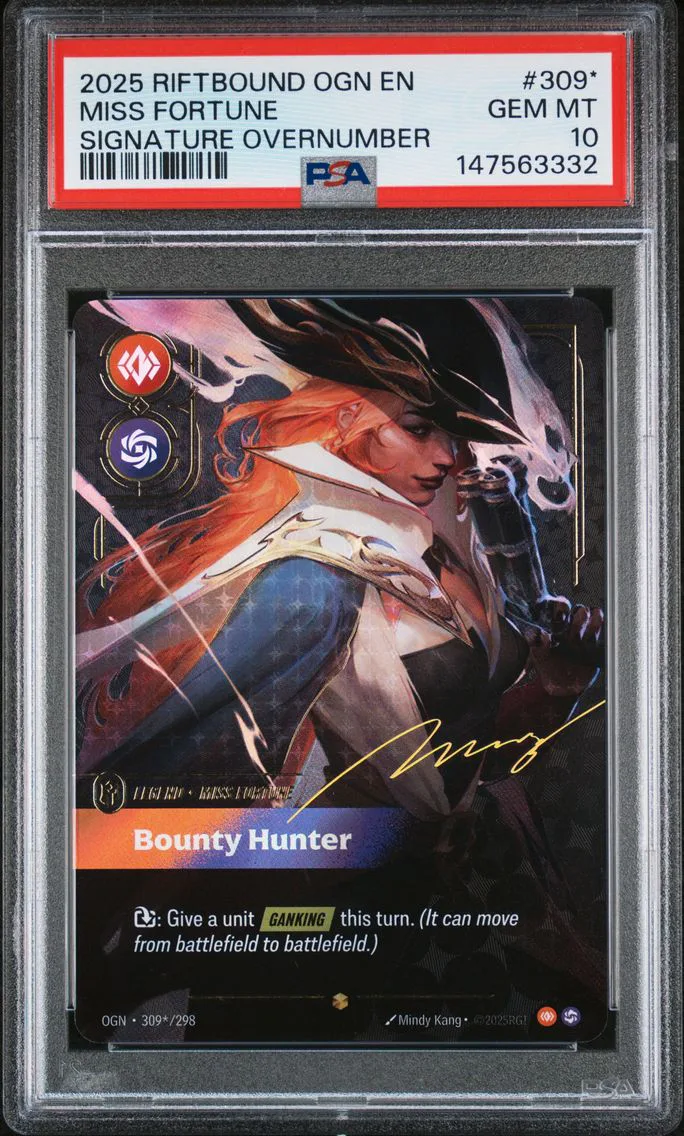 2025 #309* Miss Fortune - Bounty Hunter PSA 10 Riftbound: League of Legends Ogn-Origins