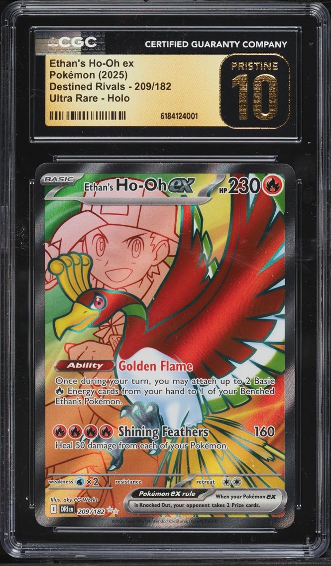 2025 #209 Ethan's Ho-Oh EX CGC 10 Pokemon Scarlet & Violet Destined Rivals Full Art