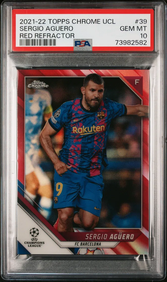 2021 #39 Sergio Aguero PSA 10 Topps Chrome UEFA Champions League