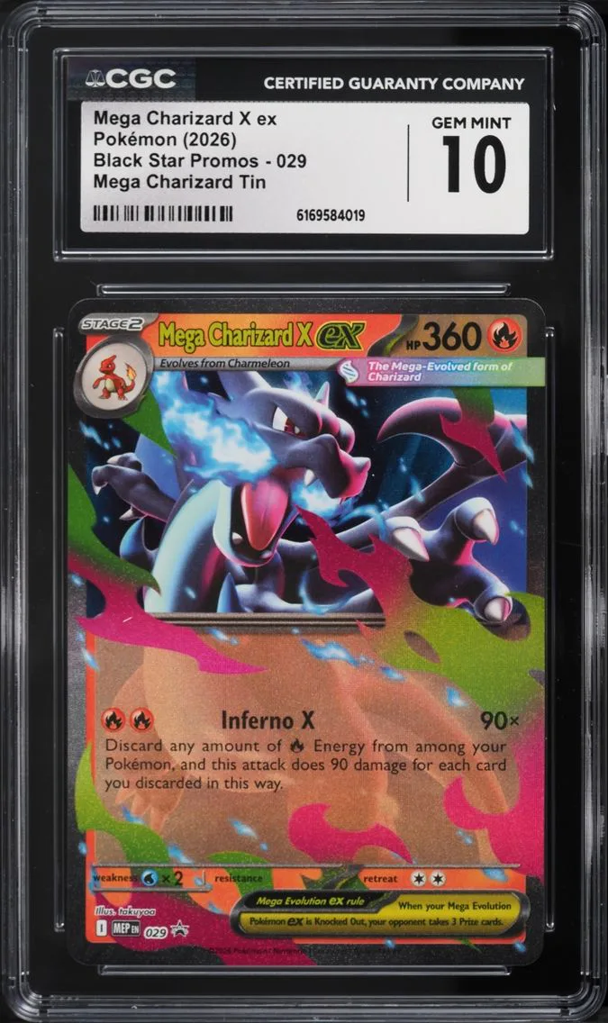 2026 Pokemon Mega Evolution Black Star Promo Tin Mega Charizard X Ex #29 CGC 10 GEM MINT