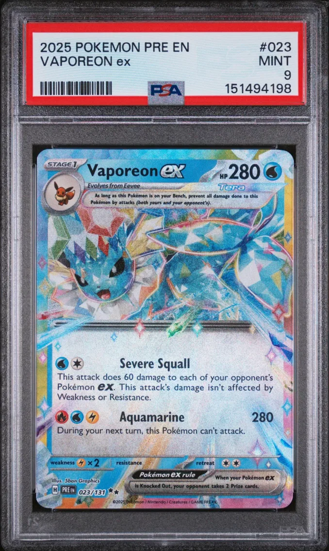 2025 #023 Vaporeon EX PSA 9 Pre EN-Prismatic Evolutions