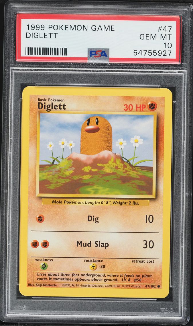 1999 #47 Diglett PSA 10 Game Pokemon