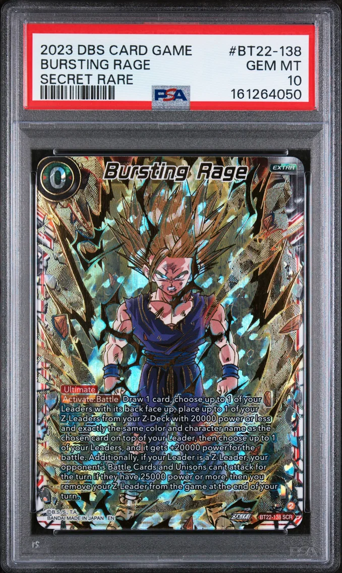 2023 #BT22-138 Bursting Rage PSA 10 Dragon Ball Super Card Game Series 22 Critical Blow