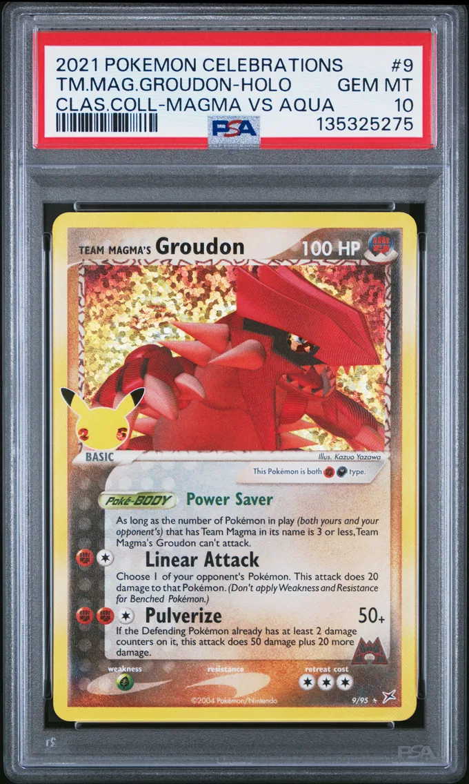 2021 #9 Team Magma's Groudon-Holo PSA 10 Celebrations Classic Collection