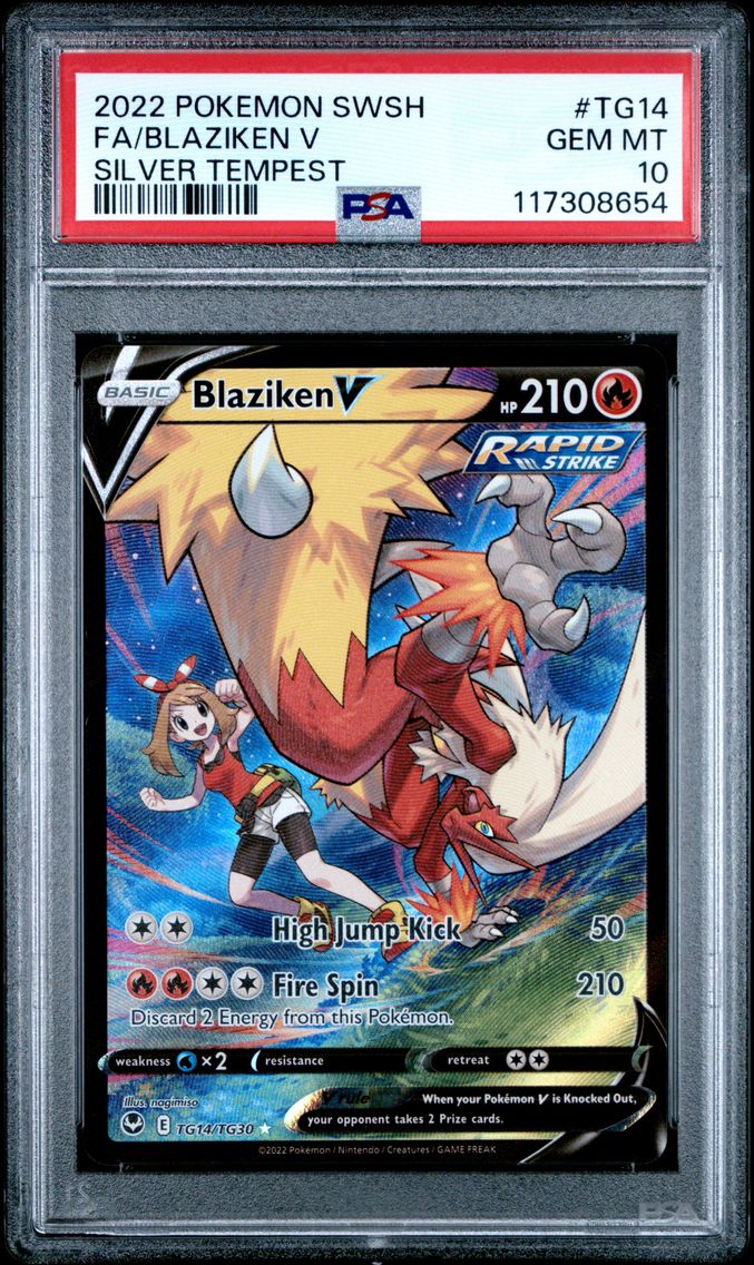 2022 #TG14 Full Art/Blaziken V PSA 10 Sword & Shield Silver Tempest Pokemon