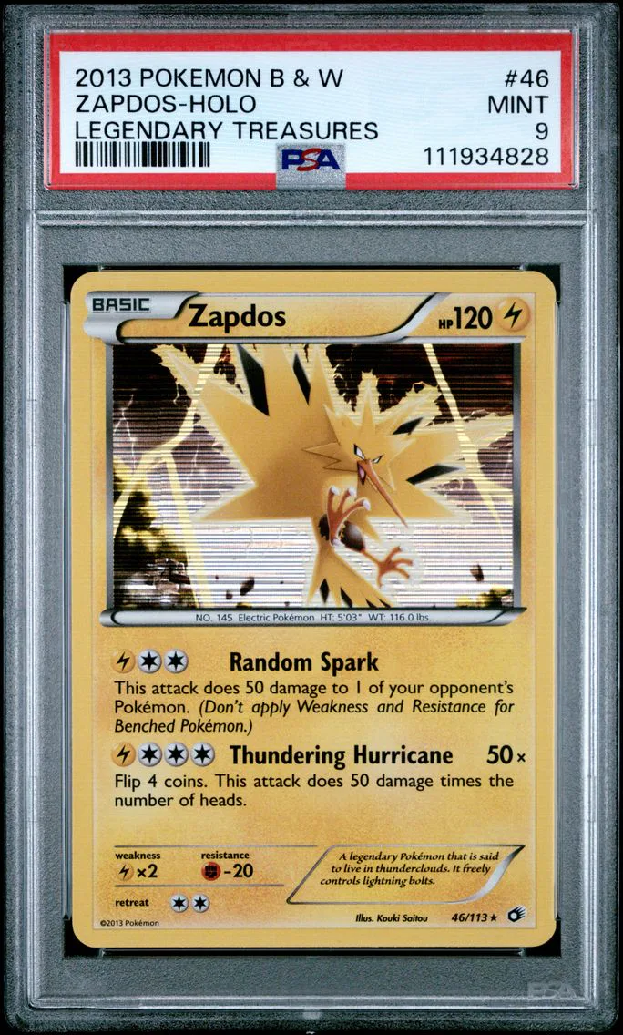 2013 #46 Zapdos-Holo PSA 9 Black & White Legendary Treasures