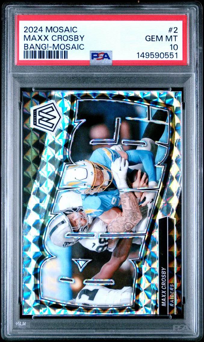 2024 #2 Maxx Crosby PSA 10 Mosaic Panini Mosaic Bang! Football