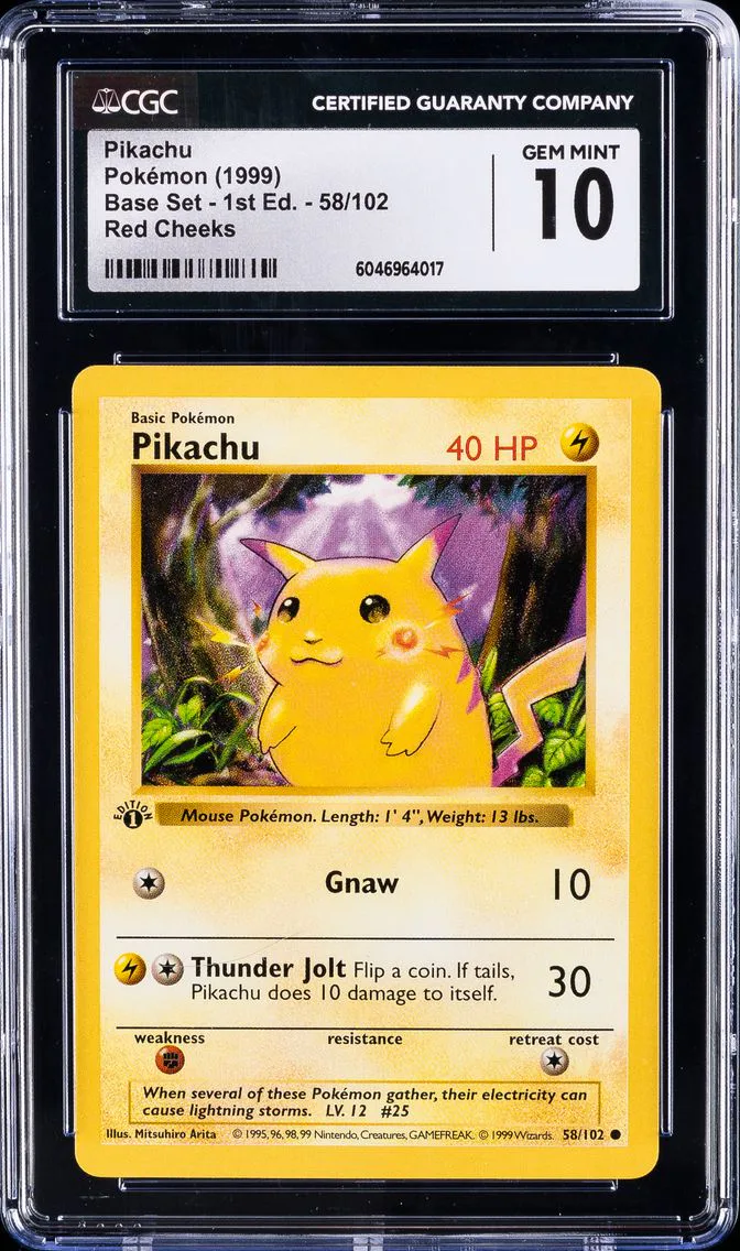 1999 #58 Pikachu CGC 10 Game Pokemon