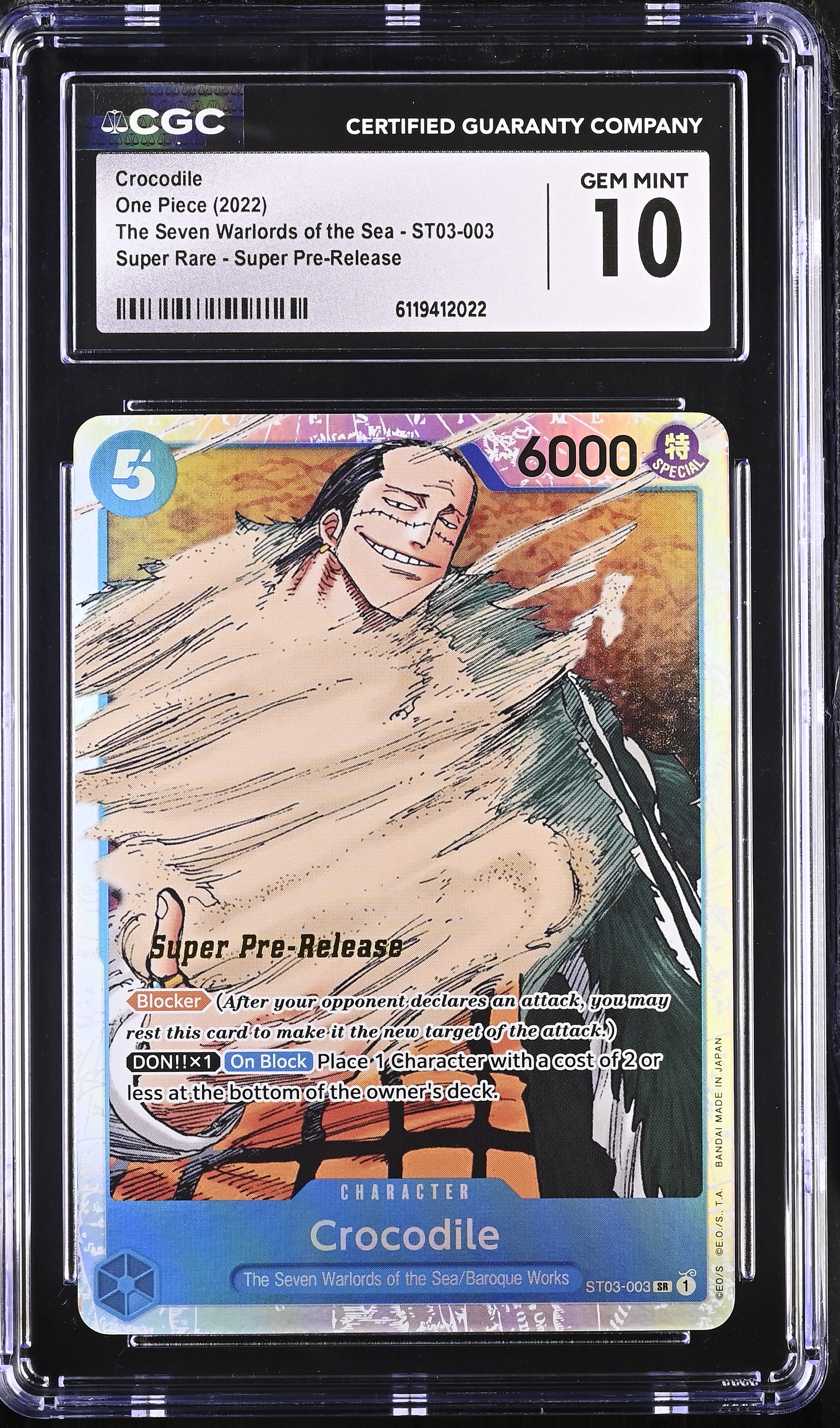 2022 #St03-003 Crocodile CGC 10 Super Pre-Release Starter Deck: The Seven Warlords Of The Sea (St03) - English One Piece