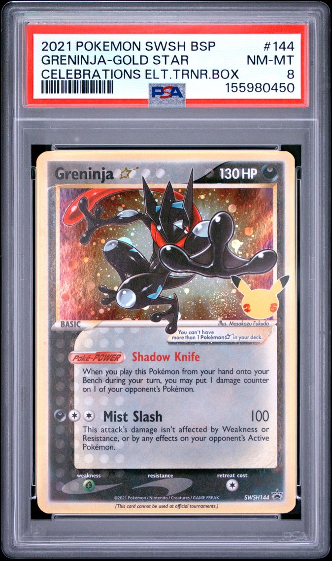 2021 #144 Greninja-Gold Star PSA 8 Swsh Black Star Promo