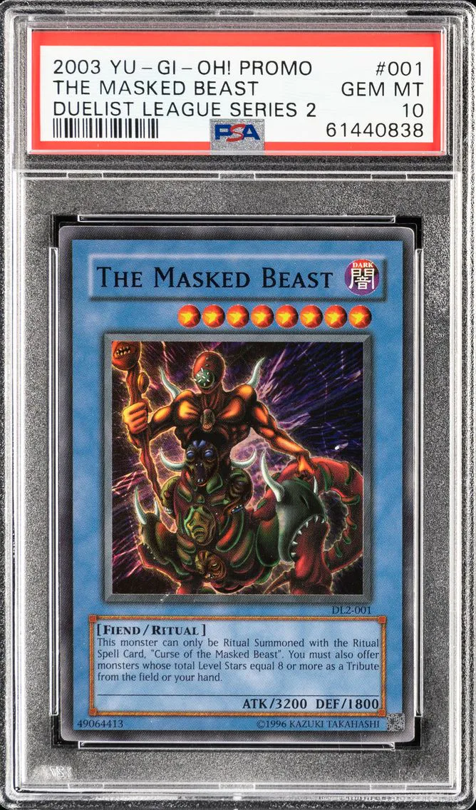 #001 THE MASKED BEAST 2003 YU-GI-OH! PROMO | DUELIST LEAGUE SERIES 2 PSA 10