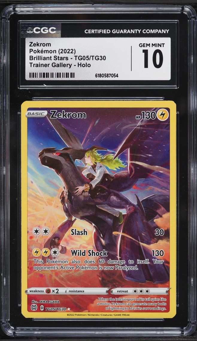 2022 Pokemon Sword & Shield Brilliant Stars Full Art Zekrom #TG05 CGC 10 GEM MINT