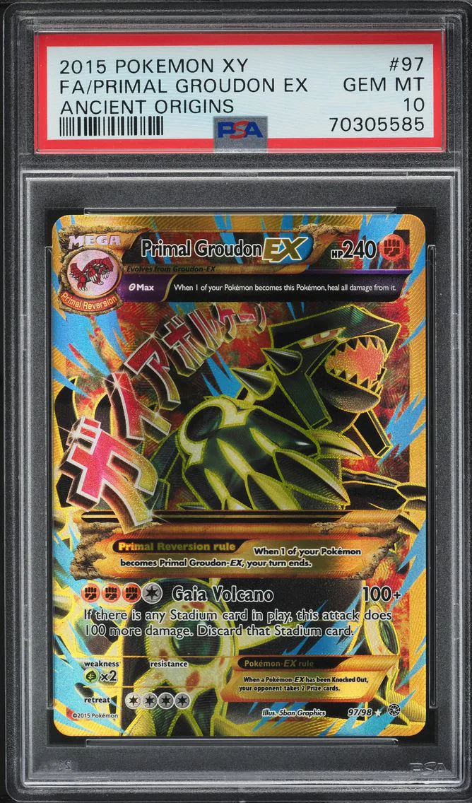 2015 #97 XY ANCIENT ORIGINS FULL ART PRIMAL GROUDON EX PSA 10 POKEMON