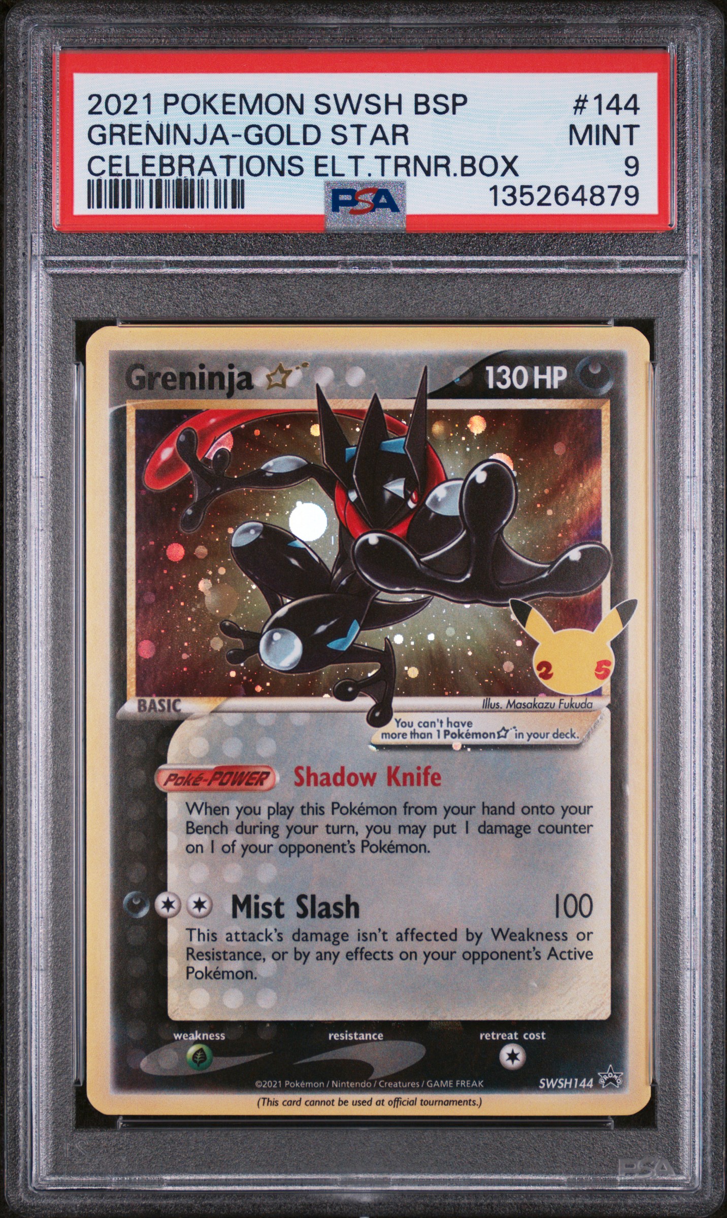 2021 #144 Greninja-Gold Star PSA 9 Swsh Black Star Promo