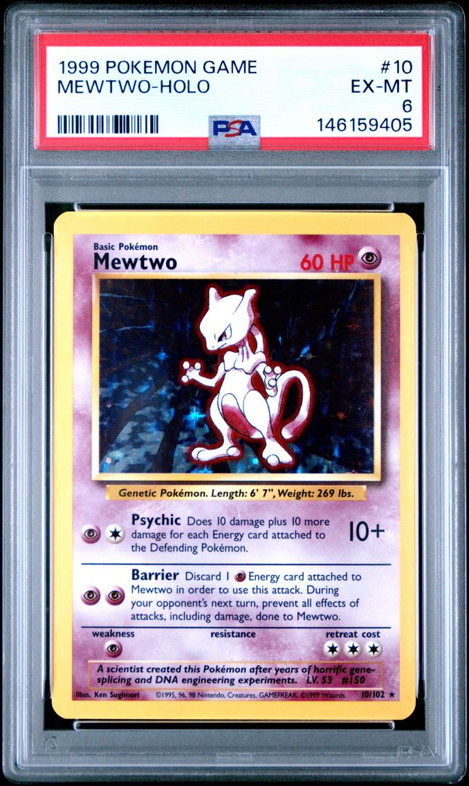 1999 #10 Mewtwo-Holo PSA 6 Game Pokemon
