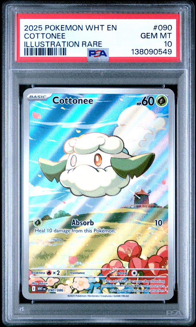 2025 #090 Cottonee PSA 10 Wht EN-White Flare Pokemon