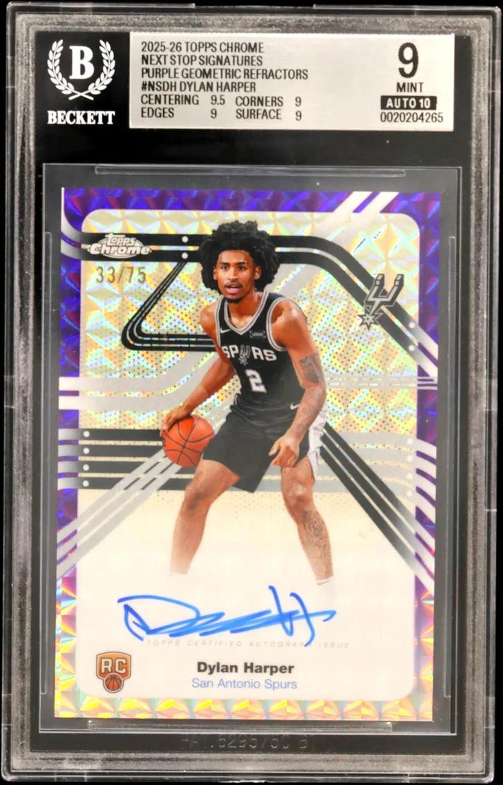 2025 #NSDH Dylan Harper BGS 9 Topps Chrome Next Stop Signatures Purple Geometric Refractors
