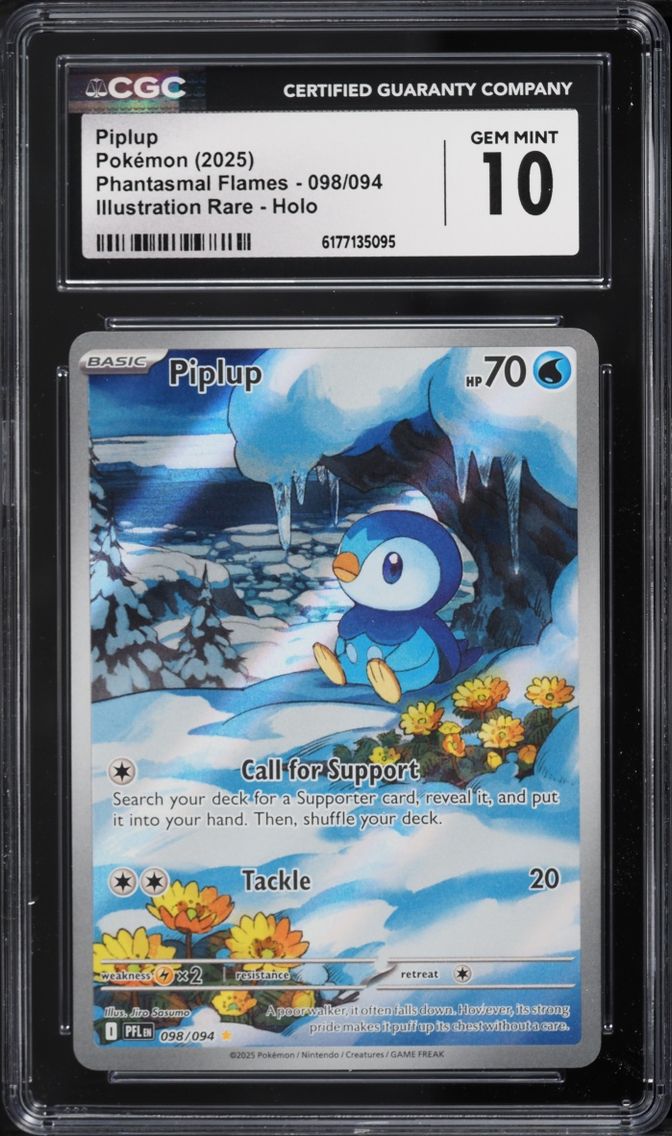 2025 Pokemon Mega Evolution Phantasmal Flames IR Piplup #98 CGC 10 GEM MINT