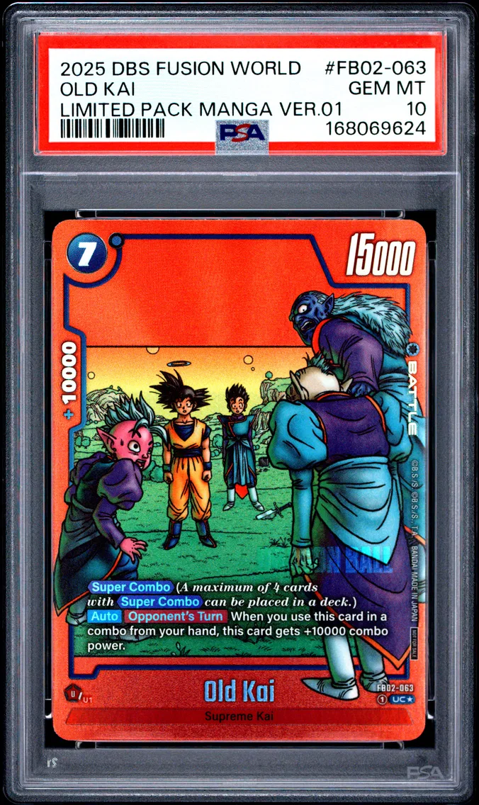 2025 #FB02-063 Old Kai PSA 10 Dragon Ball Super Card Game Fusion World Limited Pack Manga Version 01