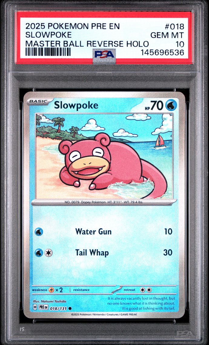 2025 #018 Slowpoke Master Ball Reverse Holo PSA 10 Pre EN-Prismatic Evolutions