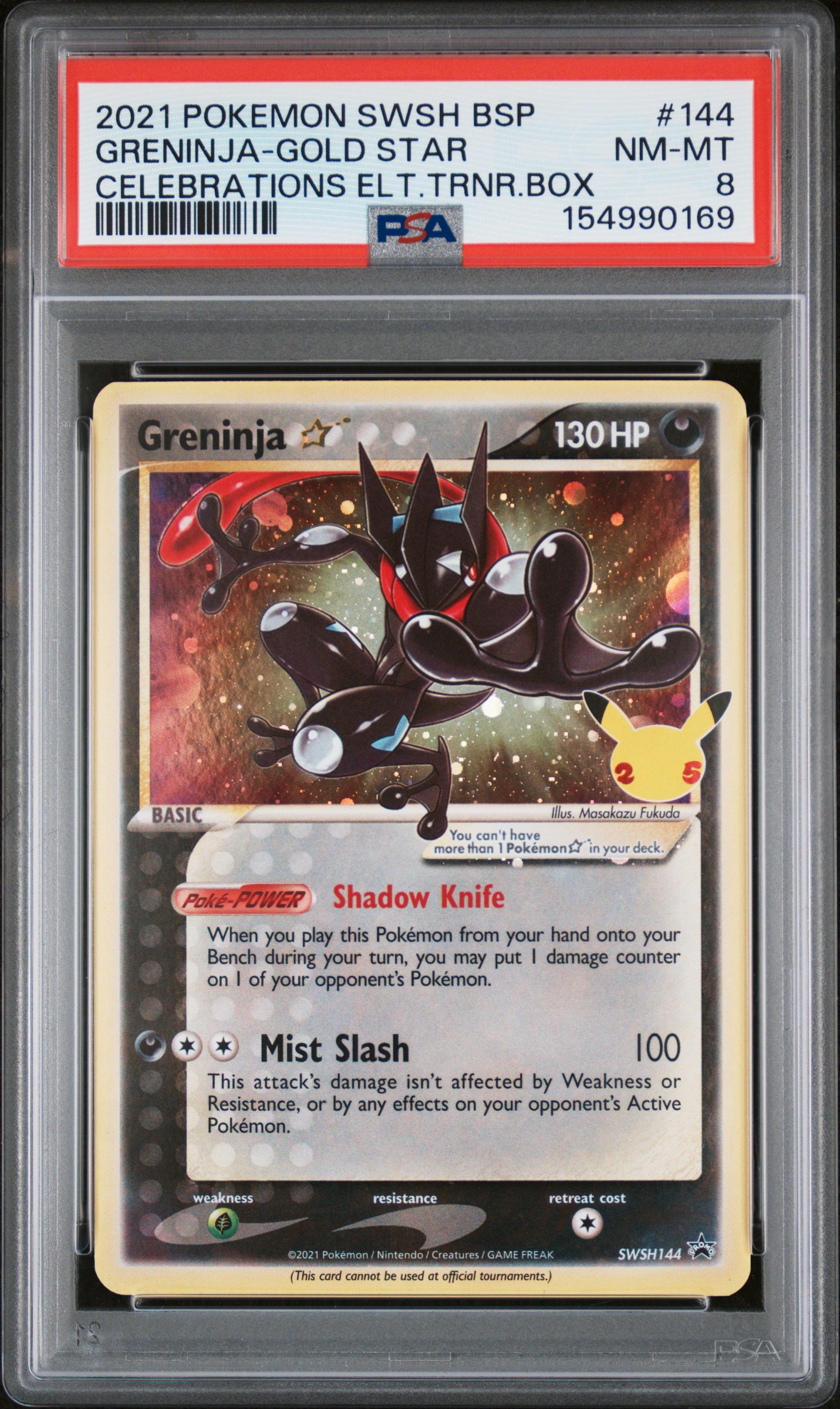 2021 #144 Greninja-Gold Star PSA 8 Swsh Black Star Promo