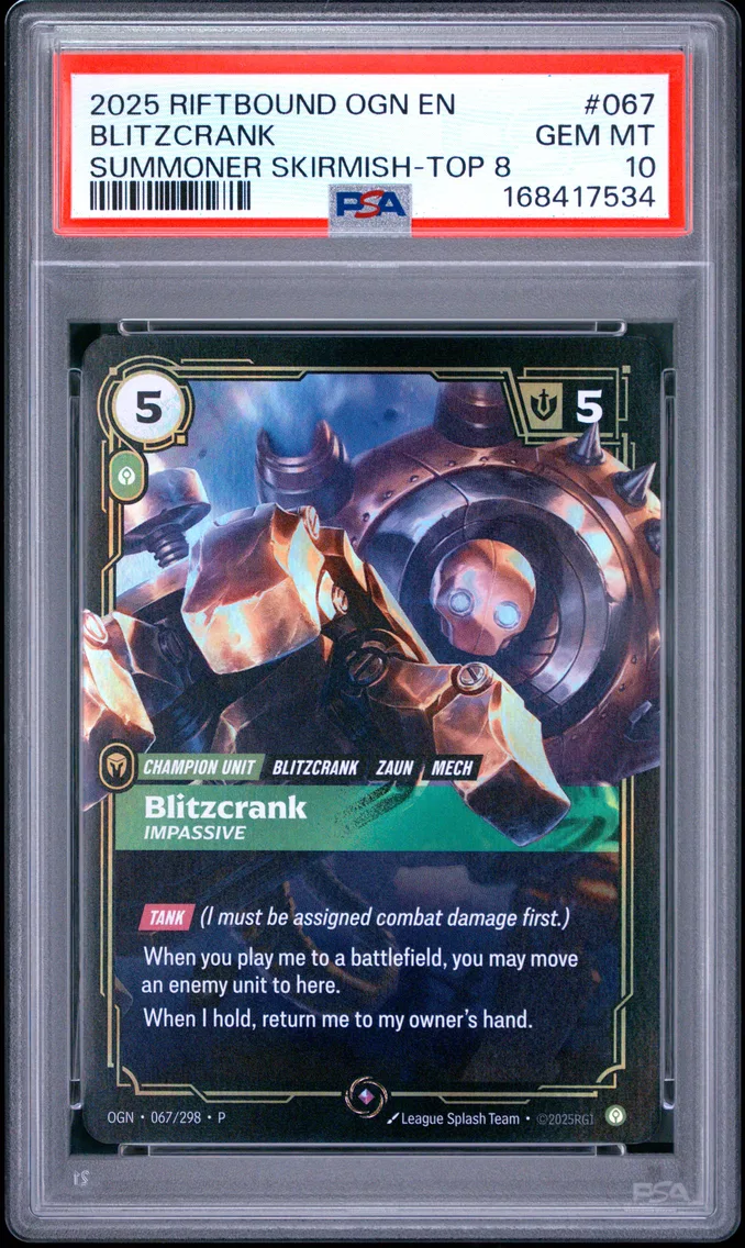 2025 #067 Blitzcrank - Impassive PSA 10 Riftbound: League of Legends Ogn-Origins