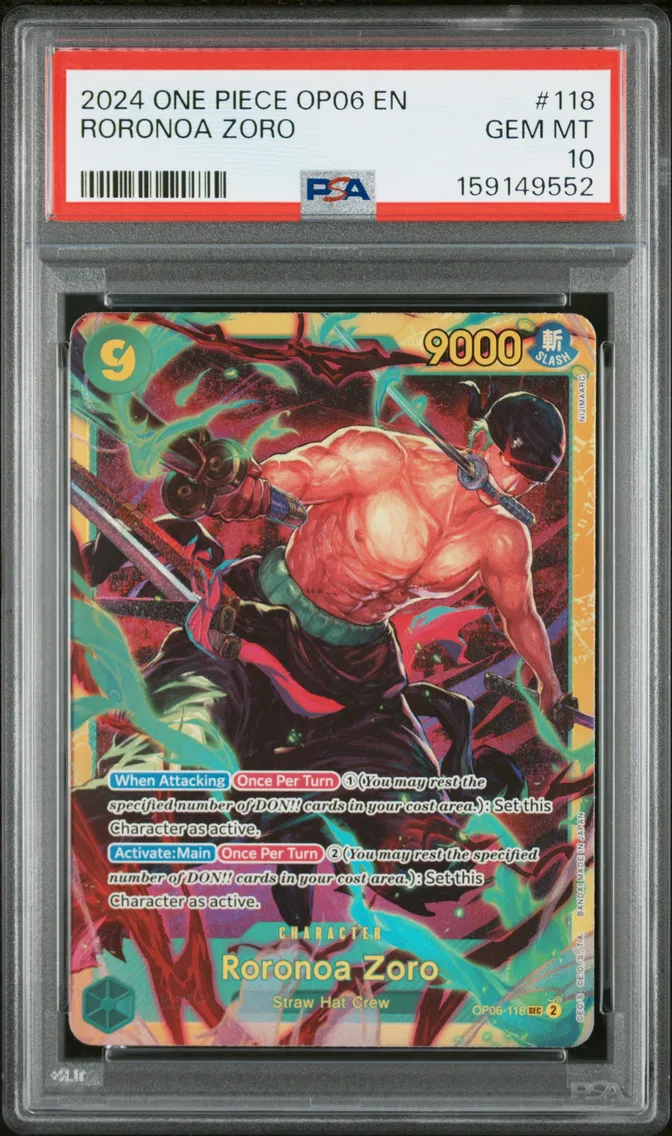 2024 #118 Roronoa Zoro PSA 10 One Piece OP06-Wings of the Captain