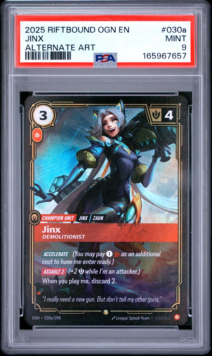 2025 #030a Jinx - Demolitionist PSA 9 Riftbound: League of Legends Ogn-Origins
