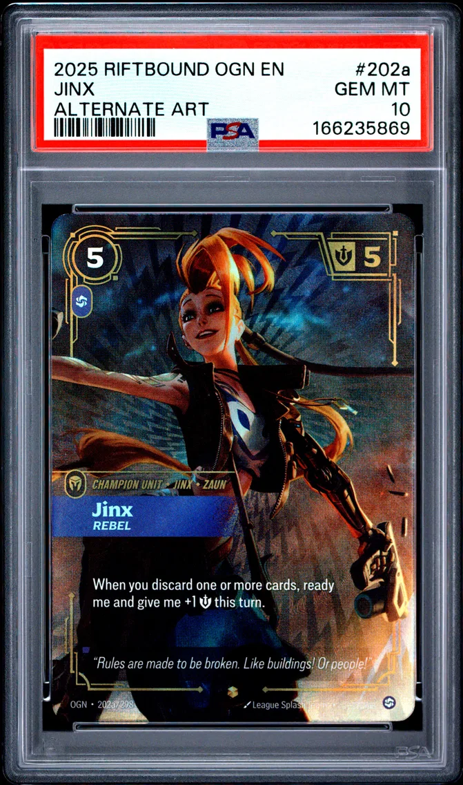 2025 #202a Jinx - Rebel PSA 10 Riftbound: League of Legends Ogn-Origins