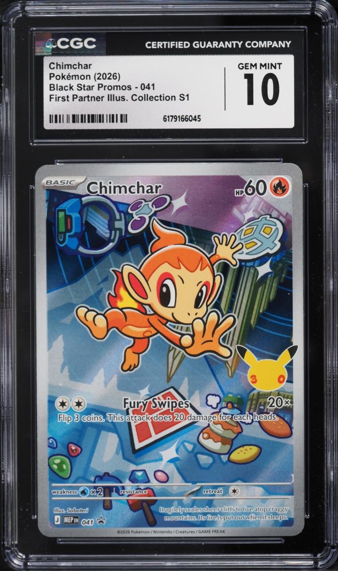 2026 Pokemon Mega Evolution Promo First Partner Illustration S1 Full Art Chimchar #41 CGC 10
