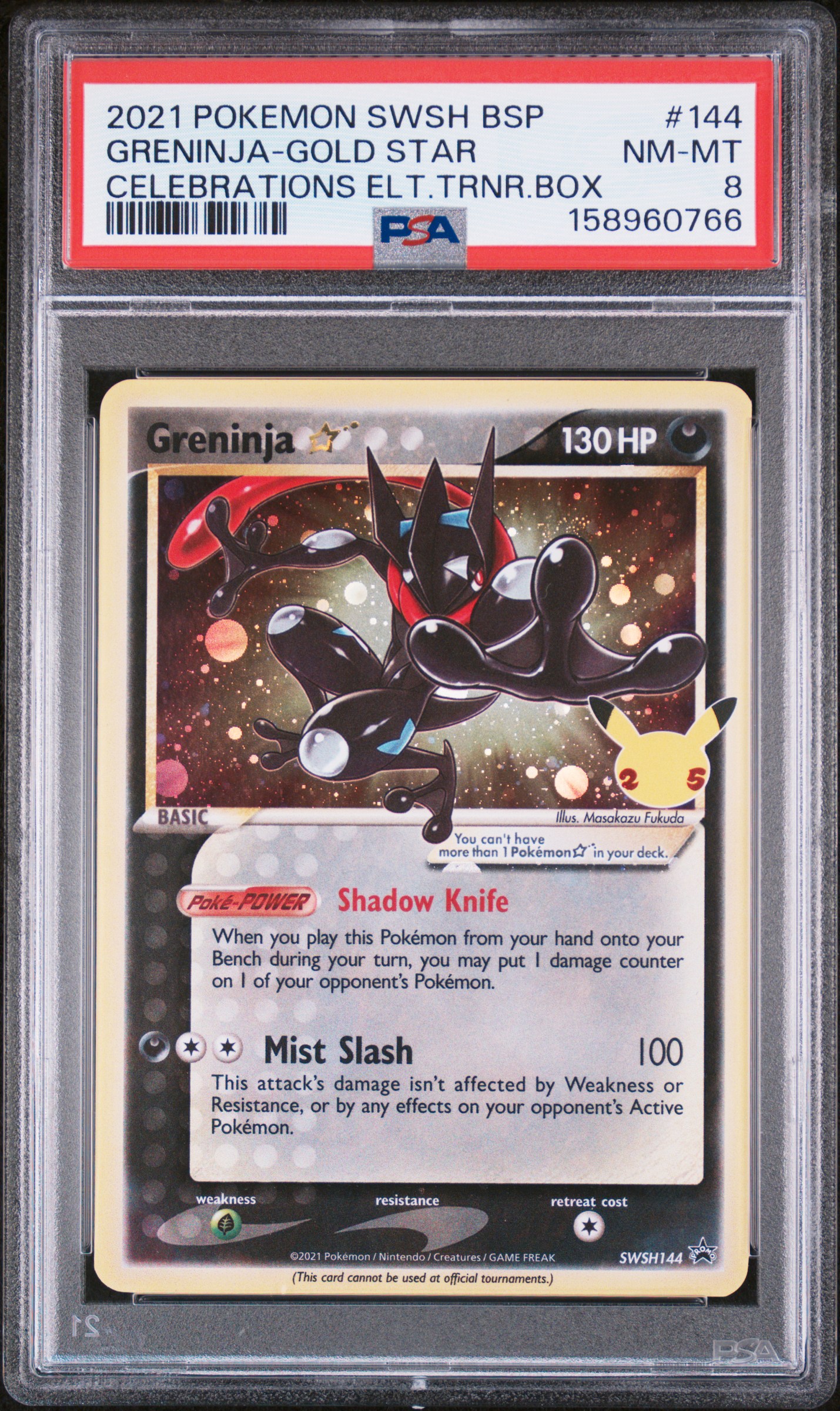 2021 #144 Greninja-Gold Star PSA 8 Swsh Black Star Promo