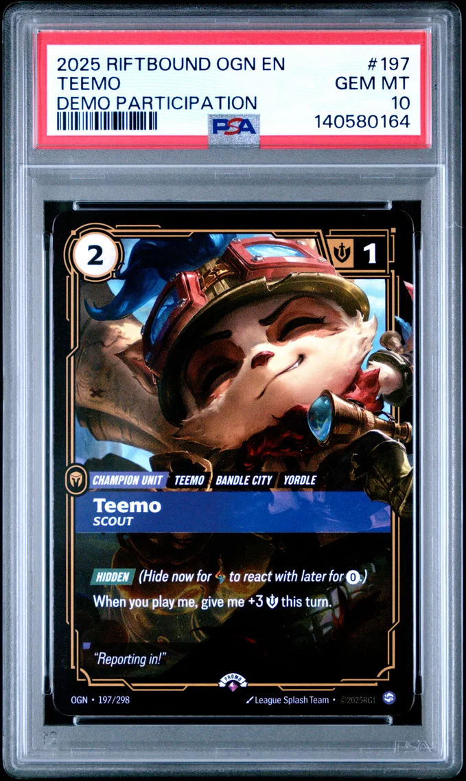 2025 #197 Teemo - Scout PSA 10 Riftbound: League of Legends Ogn-Origins