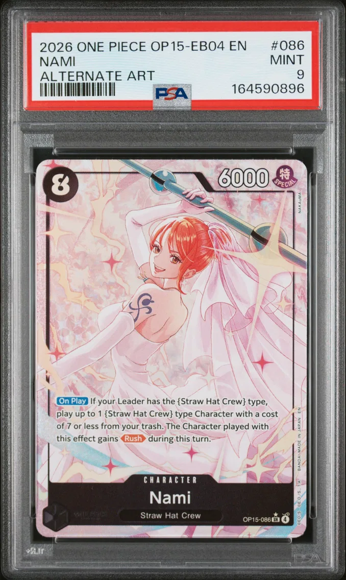2026 #086 Nami PSA 9 One Piece OP15-EB04-Adventure on Kami's Island