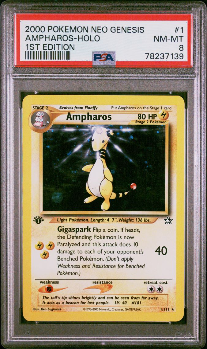 2000 #1 Ampharos-Holo PSA 8 Neo Genesis 1st Edition