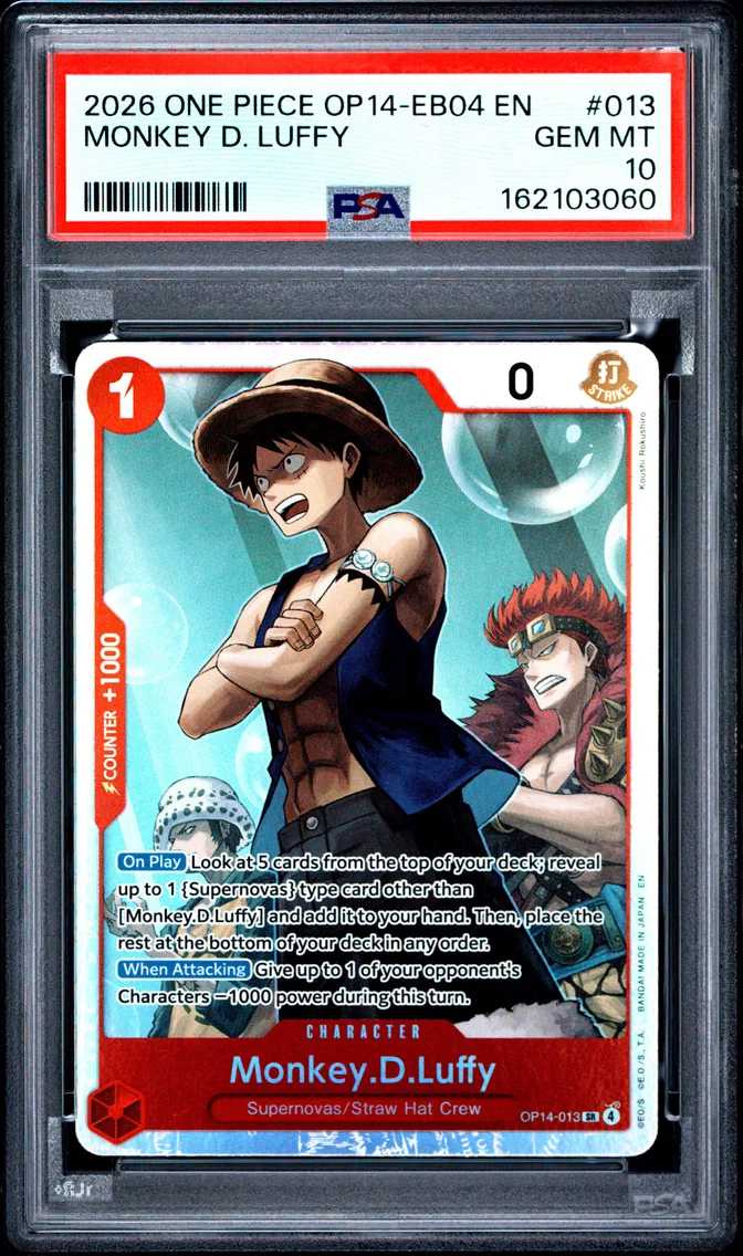 2026 #013 Monkey D. Luffy PSA 10 One Piece OP14-EB04-the Azure Sea's Seven