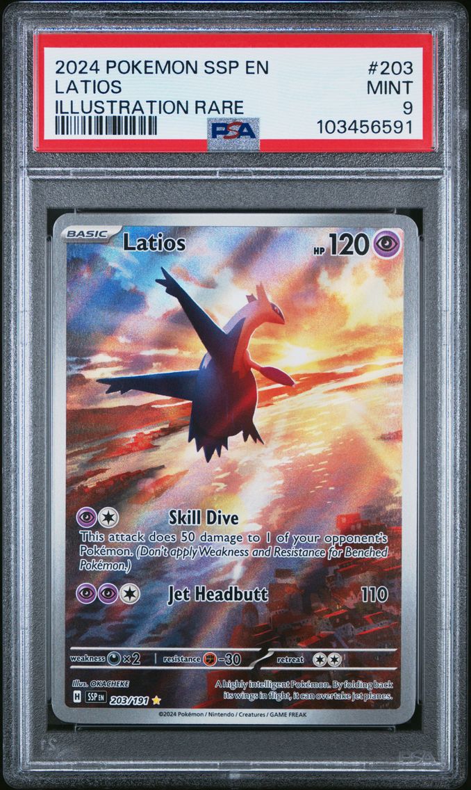 2024 #203 LATIOS PSA 9 POKEMON SSP EN-SURGING SPARKS | ILLUSTRATION RARE