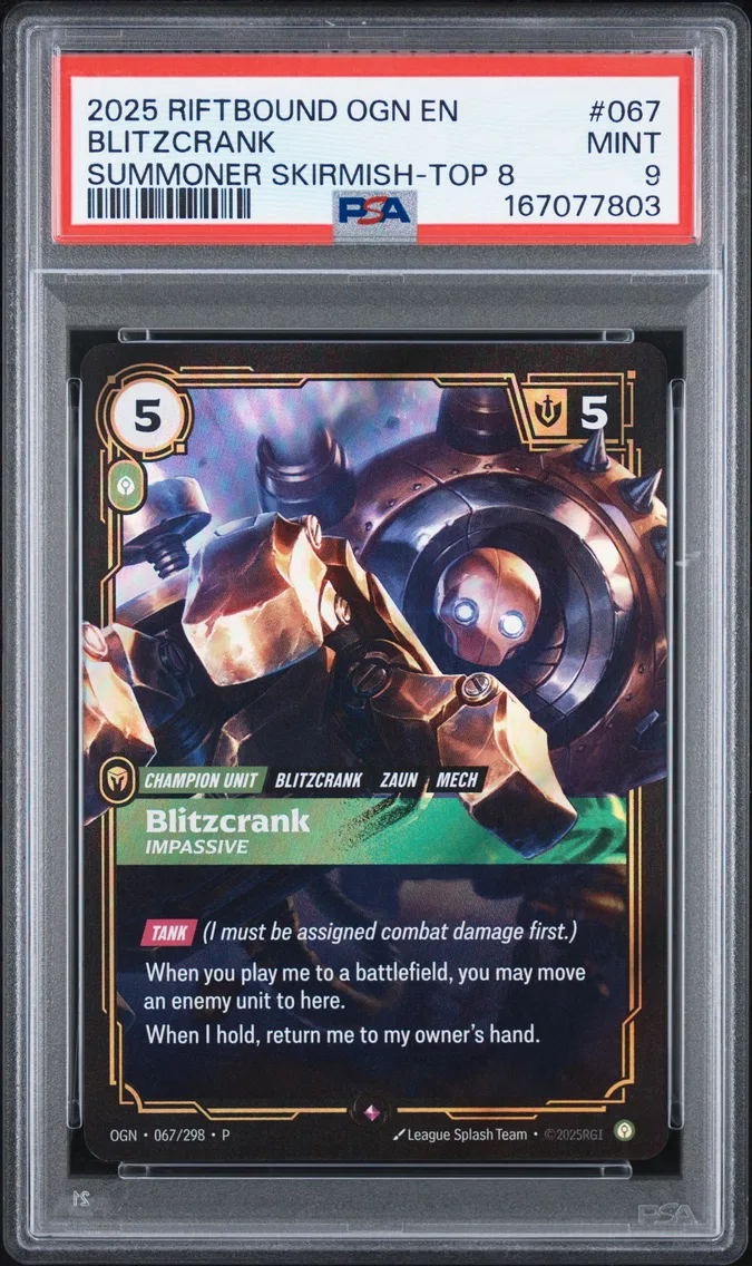 2025 #067 Blitzcrank - Impassive PSA 9 Riftbound: League of Legends Ogn-Origins