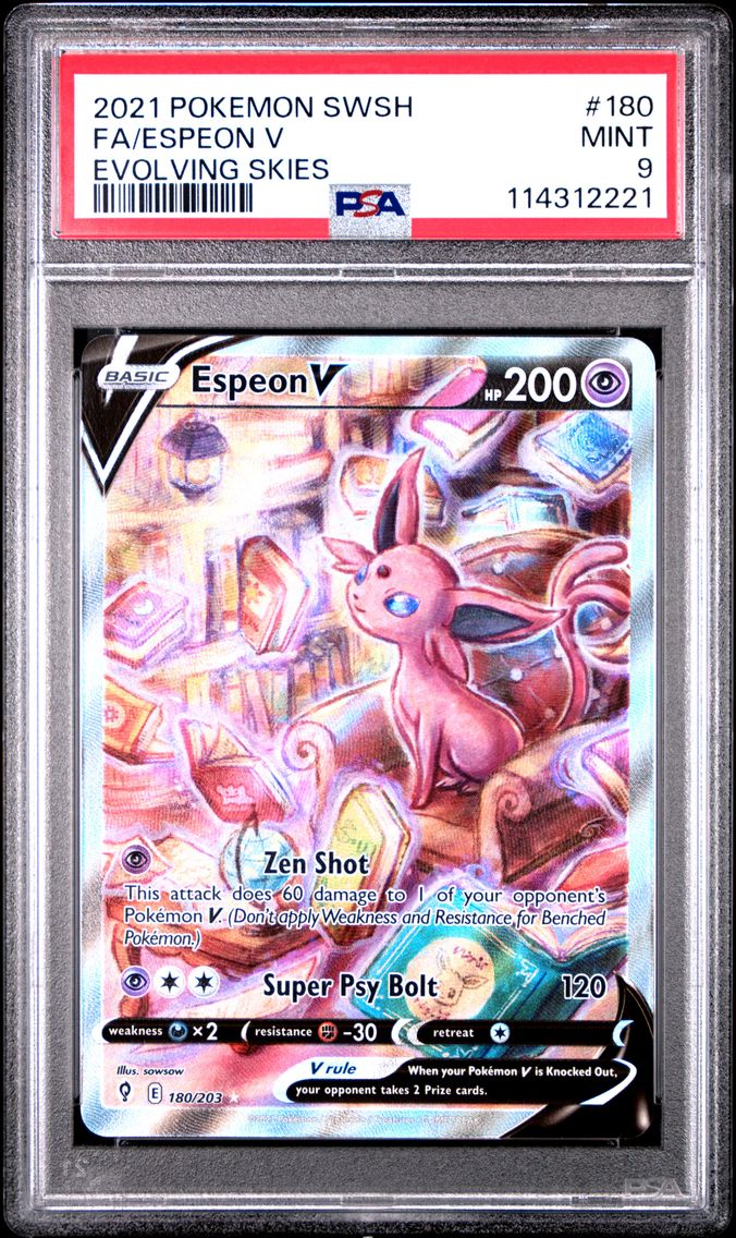 2021 #180 Full Art/Espeon V PSA 9 Sword & Shield Evolving Skies Pokemon