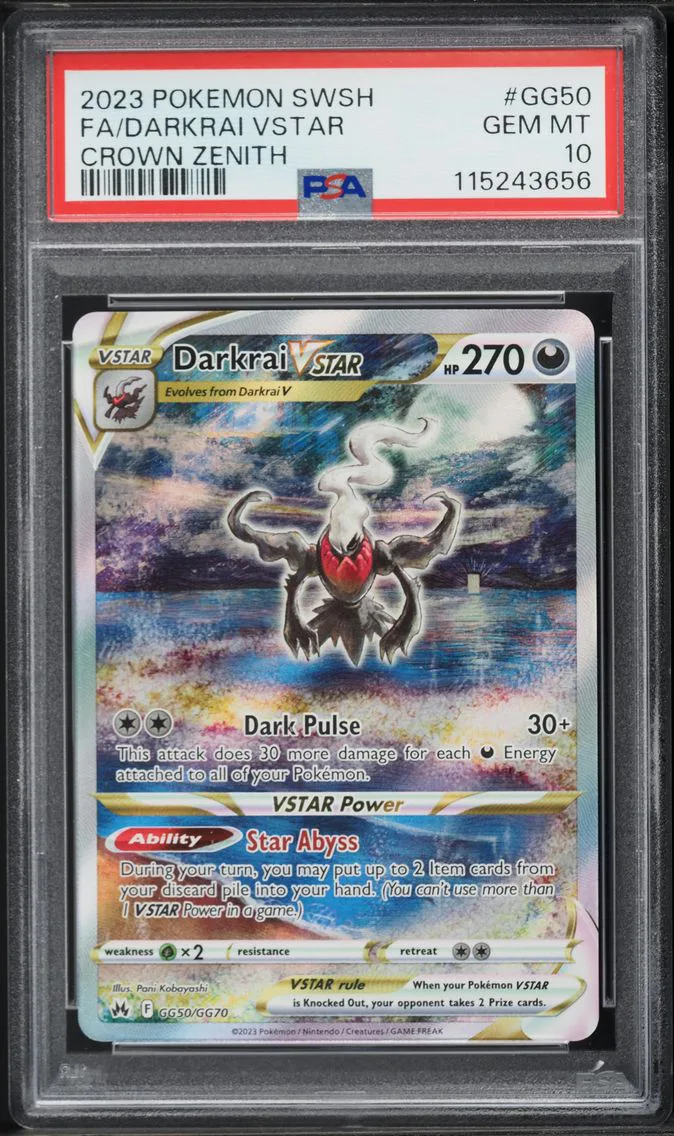 2023 #GG50 Full Art/Darkrai Vstar PSA 10 Sword and Shield Crown Zenith Pokemon