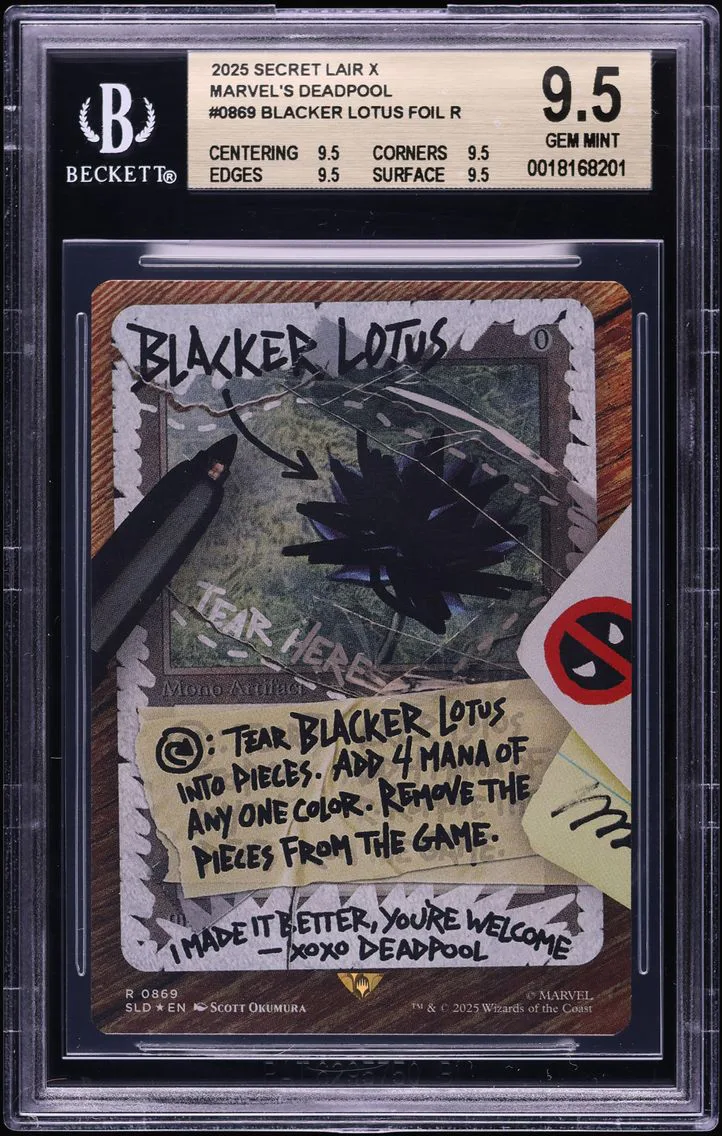 2025 #0869 Blacker Lotus Foil R BGS 9.5 MTG Secret Lair X Marvel's Deadpool
