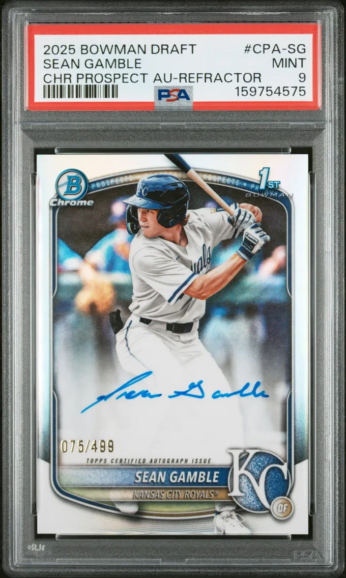 2025 #CPA-SG Sean Gamble PSA 9 Bowman Draft Chrome Prospect Autographs