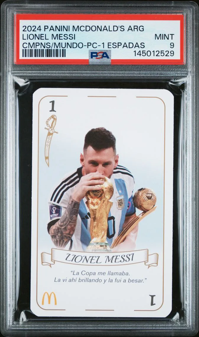 2024 #NA Lionel Messi PSA 9 Panini Mcdonald's Argentina Campeones Del Mundo Playing Cards
