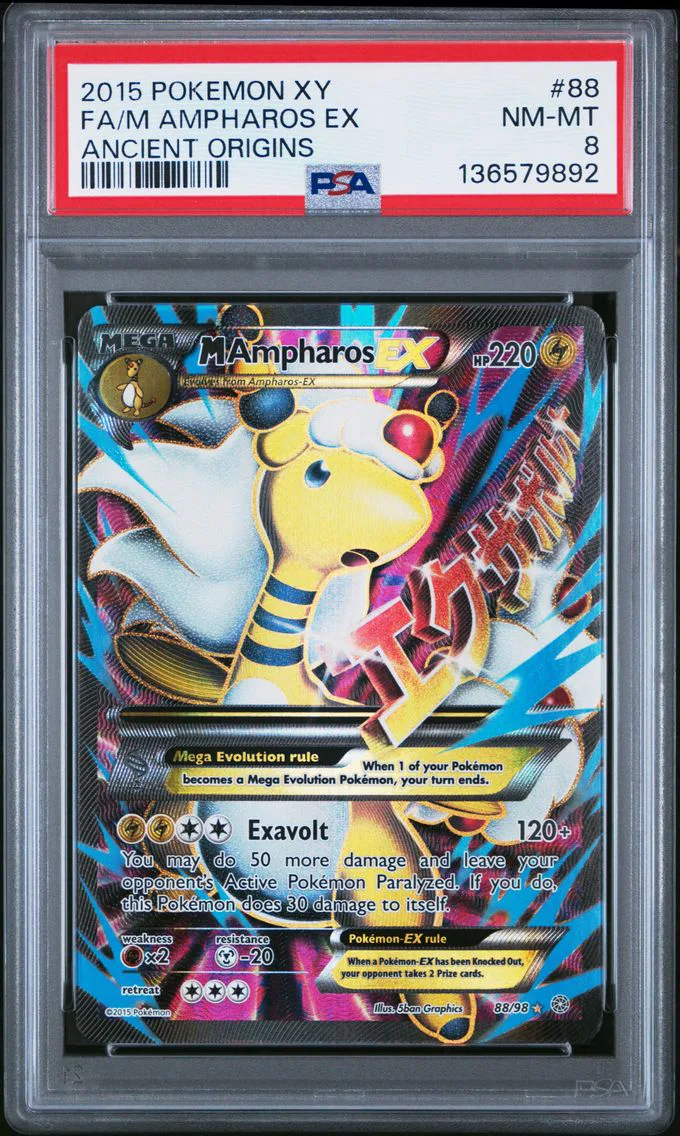 2015 #88 Full Art/M Ampharos EX PSA 8 XY Ancient Origins