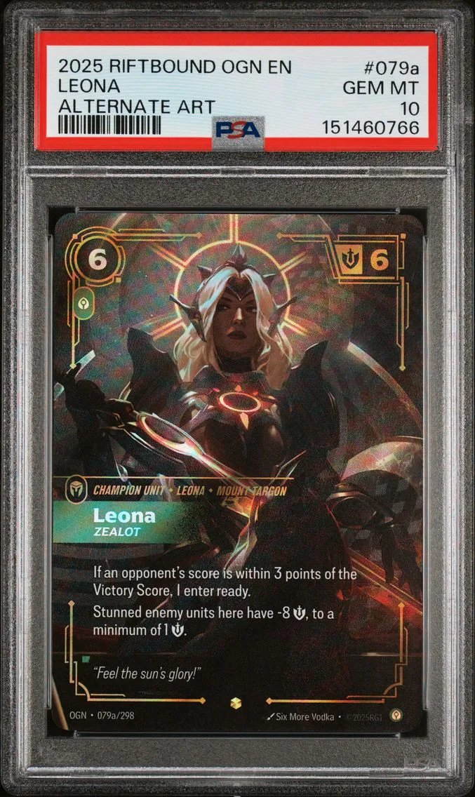 2025 #079a Leona - Zealot PSA 10 Riftbound: League of Legends Ogn-Origins