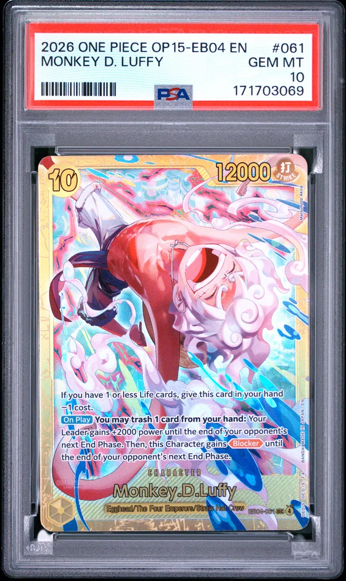 2026 #061 Monkey D. Luffy PSA 10 One Piece OP15-EB04-Adventure on Kami's Island