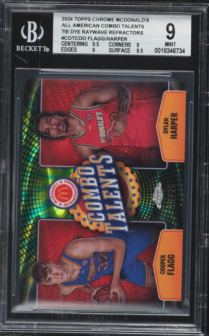 2024 #COTCOO Cooper Flagg/Dylan Harper BGS 9 Topps Chrome McDonald's All American Combo Talents Tie Dye RayWave Refractors Basketball