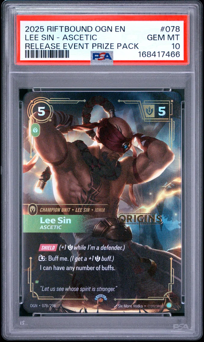 2025 #078 Lee Sin - Ascetic PSA 10 Riftbound: League of Legends Ogn-Origins