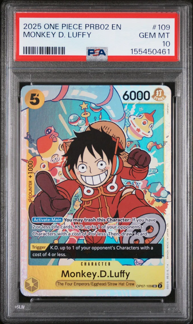 2025 #109 Monkey D. Luffy PSA 10 One Piece PRB02-Premium Booster -One Piece Card the Best- Vol.2