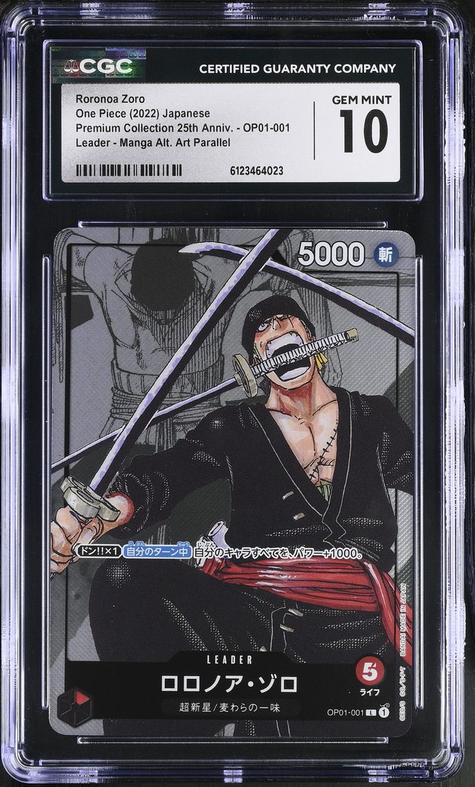 2022 #OP01-001 Roronoa Zoro CGC 10 Premium Collection 25th Anniversary - Japanese